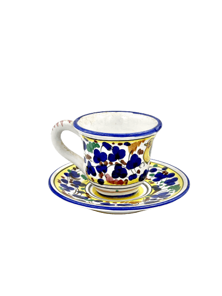 Italian Ceramics Espresso Cup & Saucer - Arabesco Blue