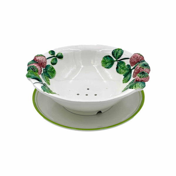 Decorative Ceramic Colander with Strawberry Relief