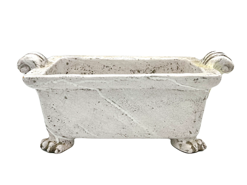 Antiqued Off-White Foot Bath Planter